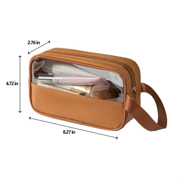 PVC Waterproof Travel Cosmetic Bag With Patchwork Design