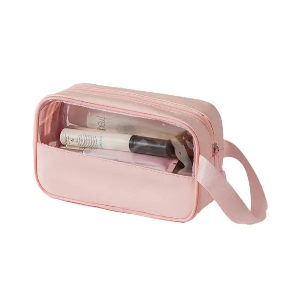PVC Waterproof Travel Cosmetic Bag With Patchwork Design