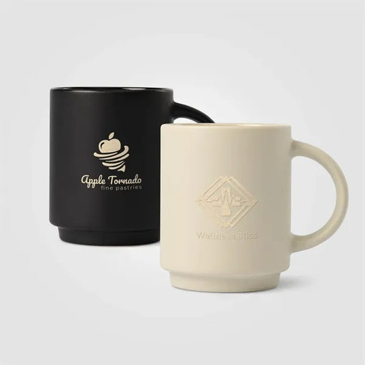 Cafe Duo - 11 oz. Ceramic Mug & Bamboo Board Set - Ceram-X