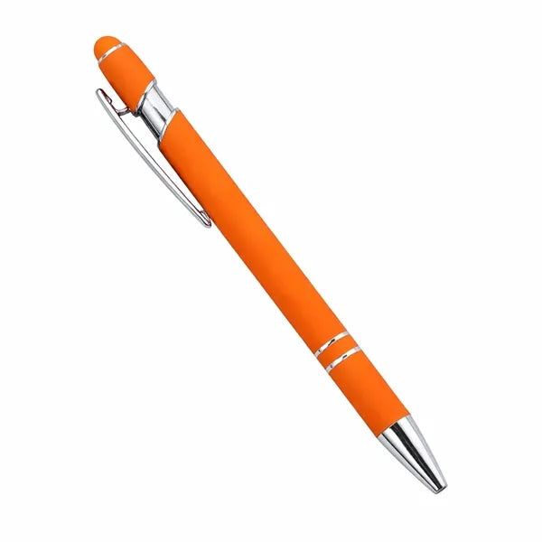 Rubberized Metal Ballpoint pen with Stylus