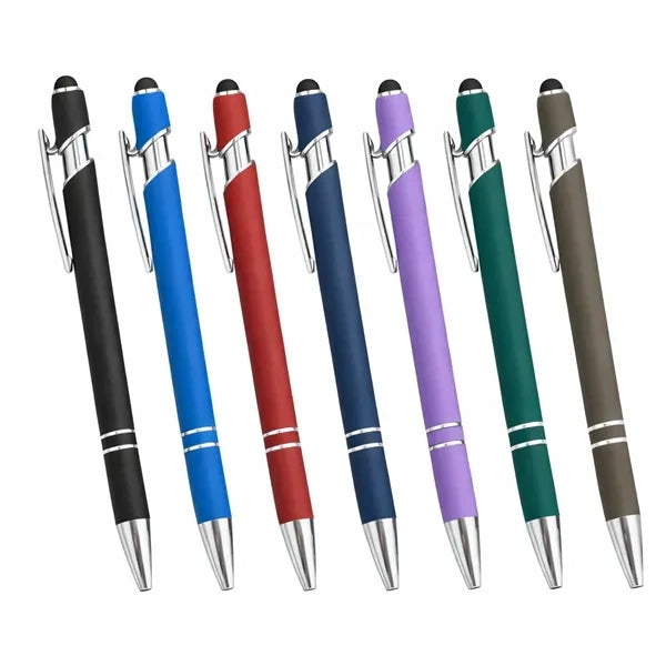 Rubberized Metal Ballpoint pen with Stylus