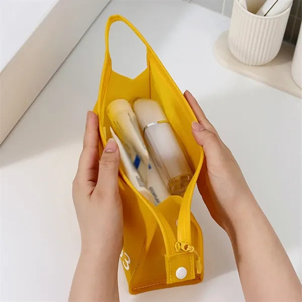 Jelly-Texture Horizontal Style Waterproof Travel Makeup Bag