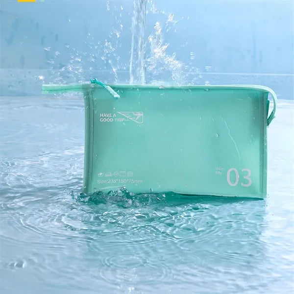 Jelly-Texture Horizontal Style Waterproof Travel Makeup Bag