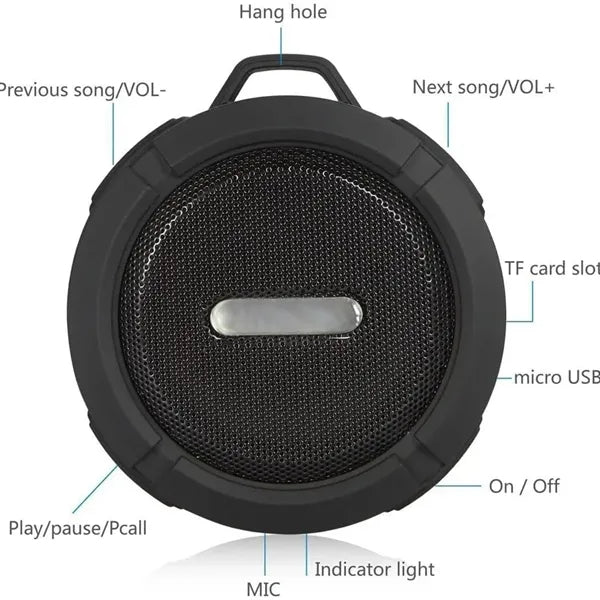 Portable Bluetooth Wireless Speaker with Hook