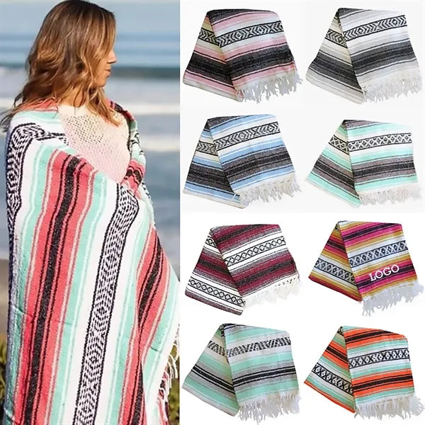 Mexican Striped Handwoven Oversized Blanket