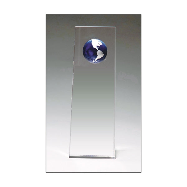 Crystal Trophy with Blue Globe 2.75x8