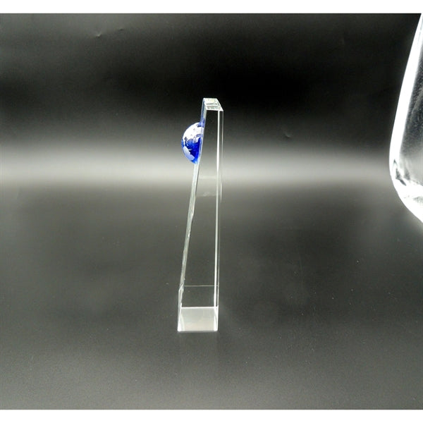 Crystal Trophy with Blue Globe 2.75x8