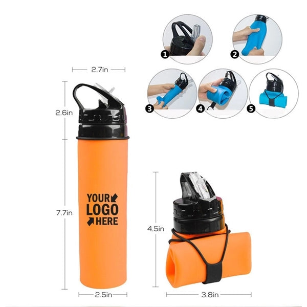 20 Oz.Collapsible Silicone Bottle Folding Sports Water Bottl