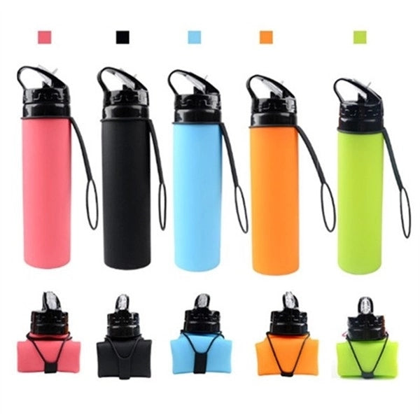 20 Oz.Collapsible Silicone Bottle Folding Sports Water Bottl