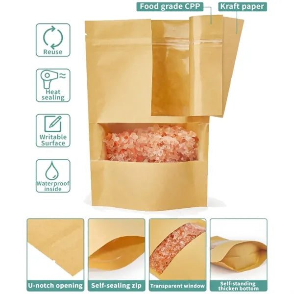 Resealable Kraft Paper Food Bag