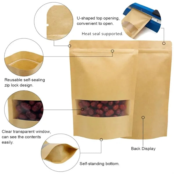 Resealable Kraft Paper Food Bag