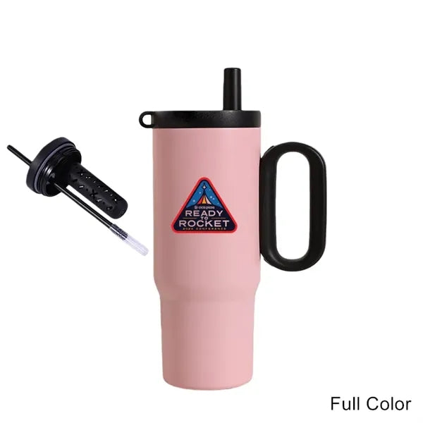 25 oz Stainless Steel Insulated Tumbler with Handle & Straw