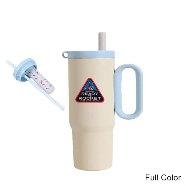 25 oz Stainless Steel Insulated Tumbler with Handle & Straw