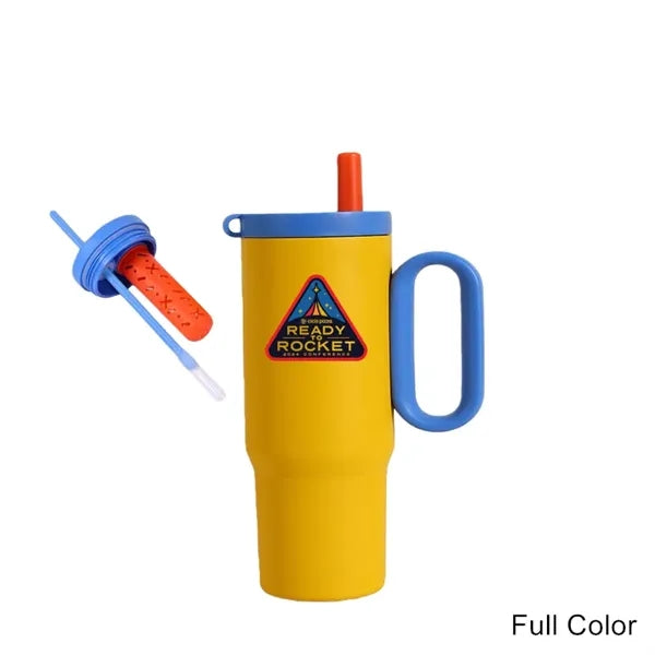 25 oz Stainless Steel Insulated Tumbler with Handle & Straw