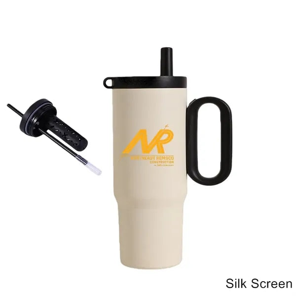 25 oz Stainless Steel Insulated Tumbler with Handle & Straw