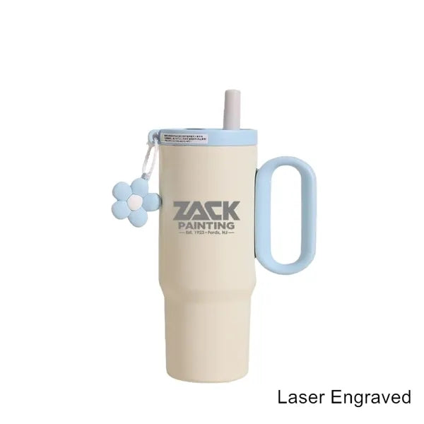 25 oz Stainless Steel Insulated Tumbler with Handle & Straw