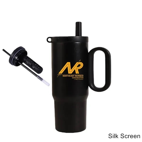 25 oz Stainless Steel Insulated Tumbler with Handle & Straw