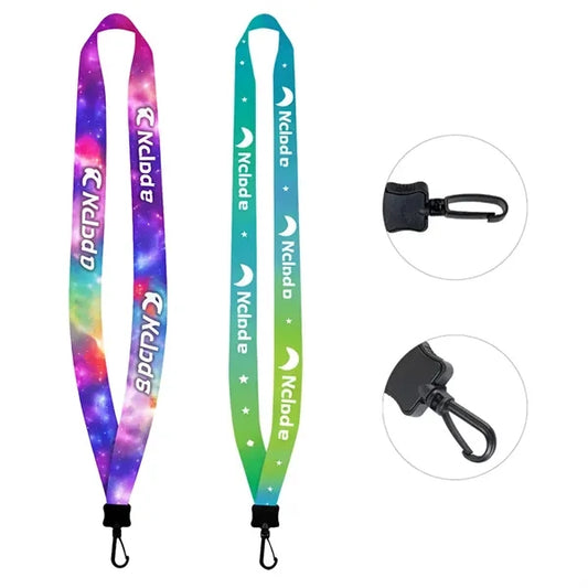 3/4" Full Color Lanyard With Clamshell & Swivel J Hook