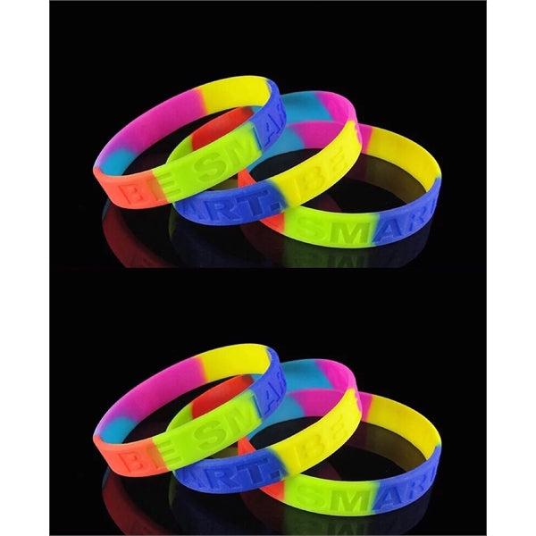 Multi-Color Debossed Silicone Bracelet