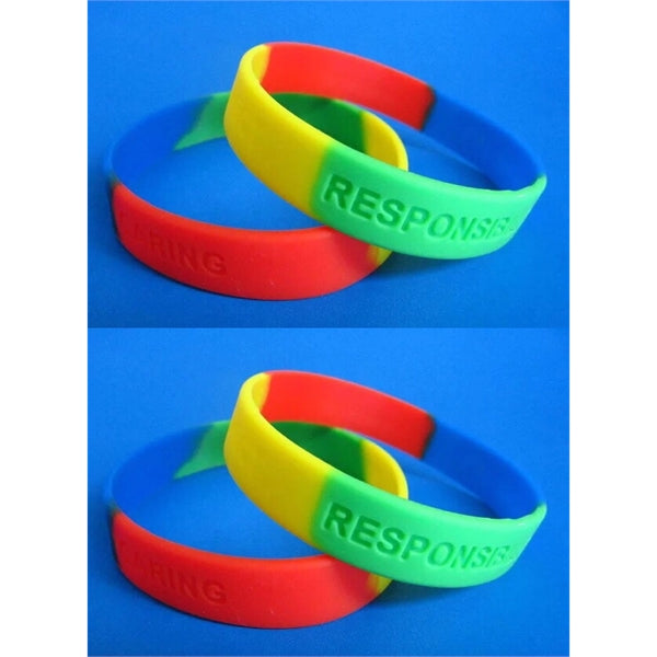 Multi-Color Debossed Silicone Bracelet