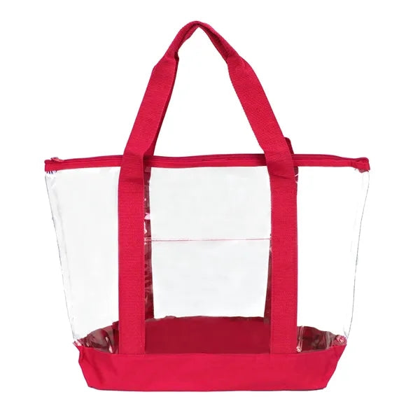 Clear Zipper Boat Tote With Front Pocket