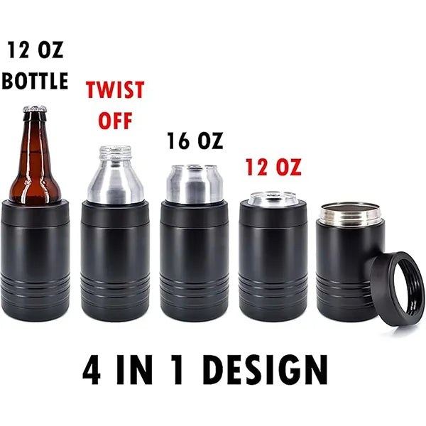 4-in-1 Stainless Steel 12 oz Double Wall Vacuum Can Cooler