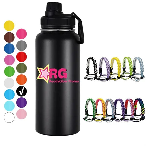 32oz Stainless Steel Water Bottle Tumbler with Handle Rope