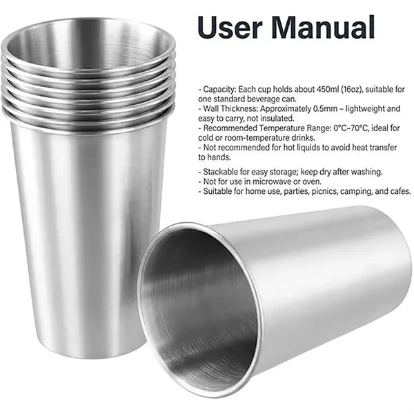 16 oz Stainless Steel Cups
