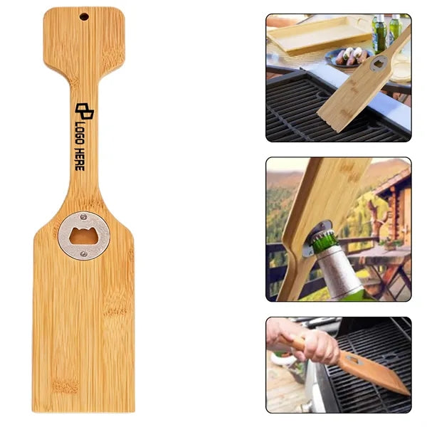 Bamboo Bbq Grill Scraper With Bottle Opener