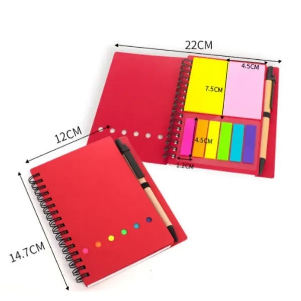 A6 Kraft Paper Coil Spiral Notebook Sticky Notes Pen Set
