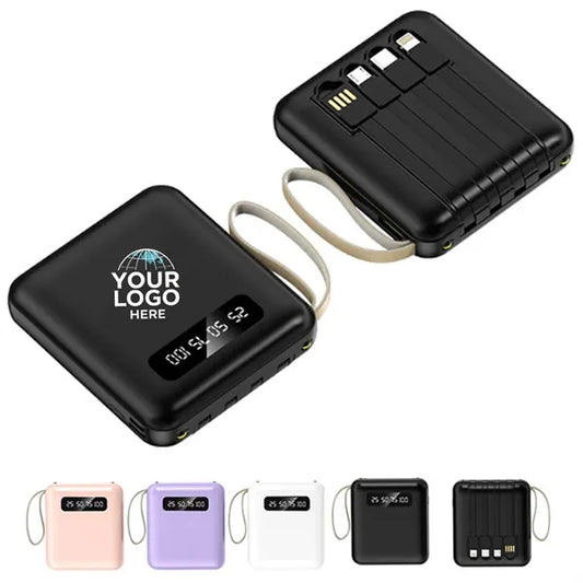 Mini 10000MAh Large capacity power bank with Multi-Cables