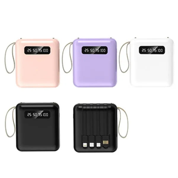 Mini 10000MAh Large capacity power bank with Multi-Cables