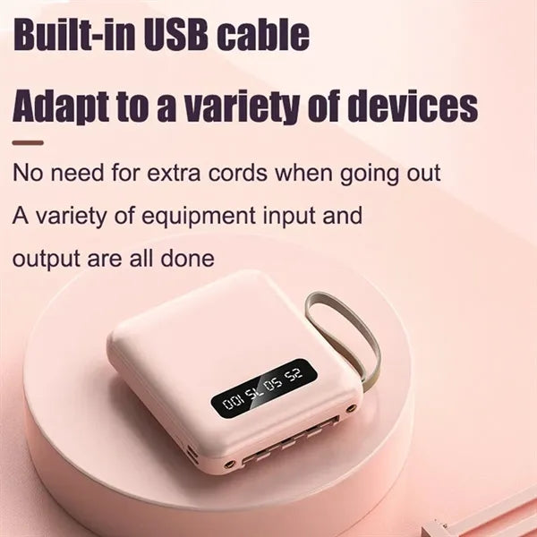 Mini 10000MAh Large capacity power bank with Multi-Cables