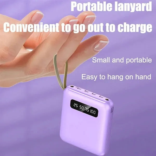 Mini 10000MAh Large capacity power bank with Multi-Cables