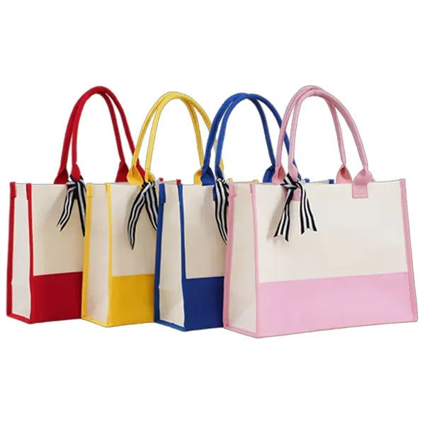 Initial Canvas Beach Tote Bag