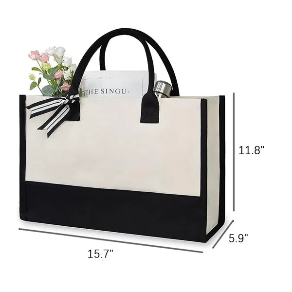 Initial Canvas Beach Tote Bag