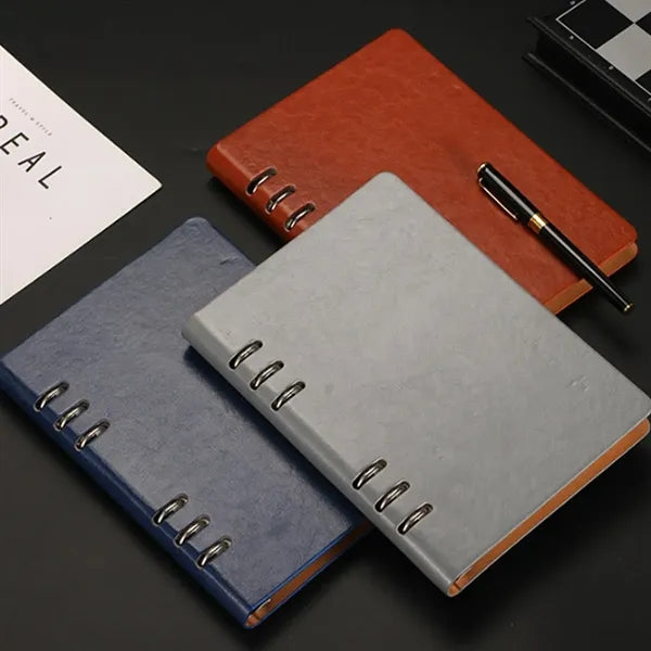 PU Leather Lined Spiral Journal Notebook for Writing