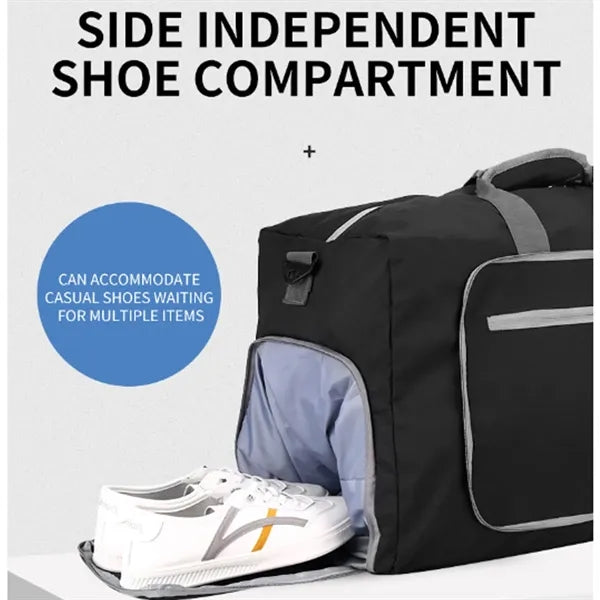 Foldable Travel Duffel Gym Bag with Shoe Compartment