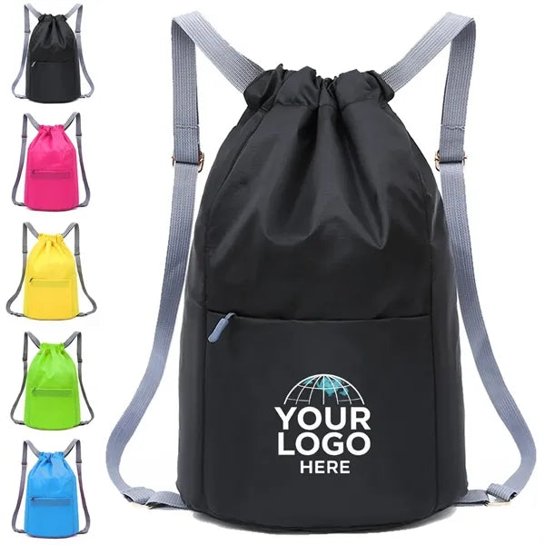 Waterproof Drawstring Sports Backpack with Zipper