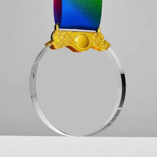 Bronze Silver Gold Crystal Clear Medal With Lanyard