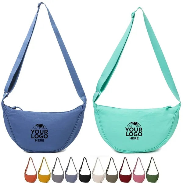 Nylon Shoulder Crossbody Bag with Adjustable Strap and Zip