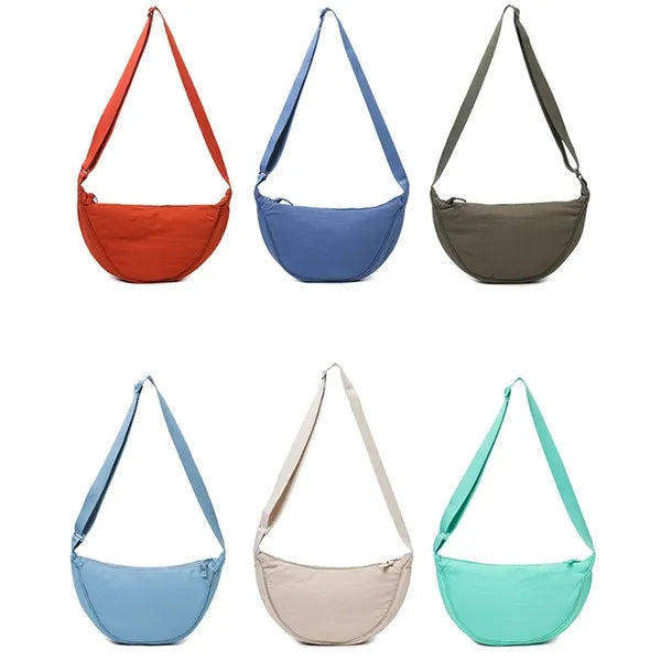 Nylon Shoulder Crossbody Bag with Adjustable Strap and Zip