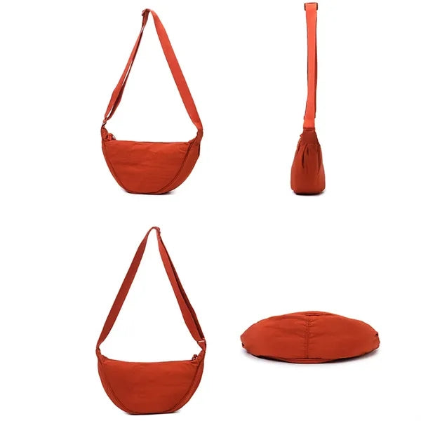 Nylon Shoulder Crossbody Bag with Adjustable Strap and Zip
