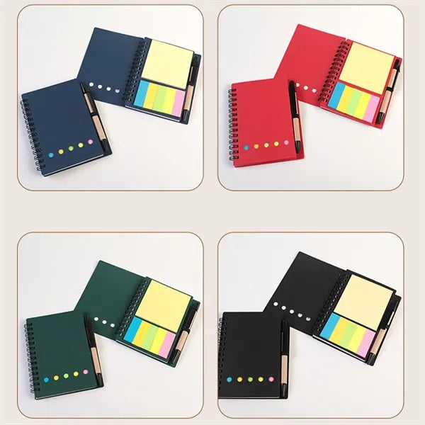 Spiral Kraft Paper Cover Writing Notebook with Sticky Notes