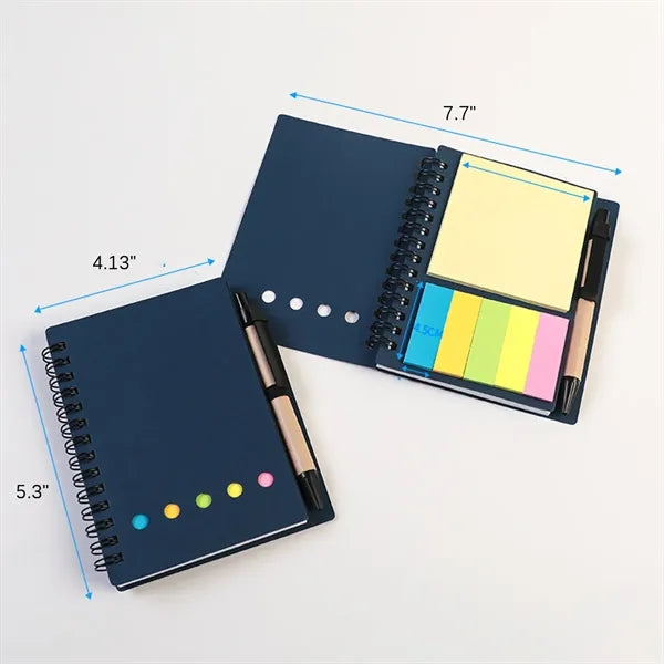 Spiral Kraft Paper Cover Writing Notebook with Sticky Notes