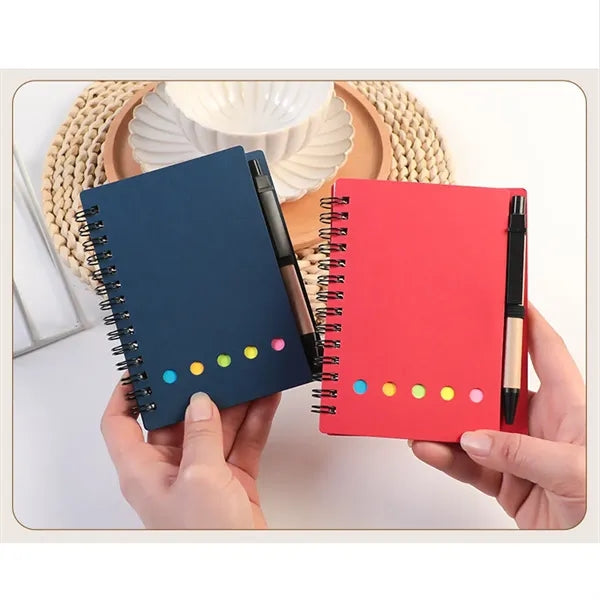 Spiral Kraft Paper Cover Writing Notebook with Sticky Notes