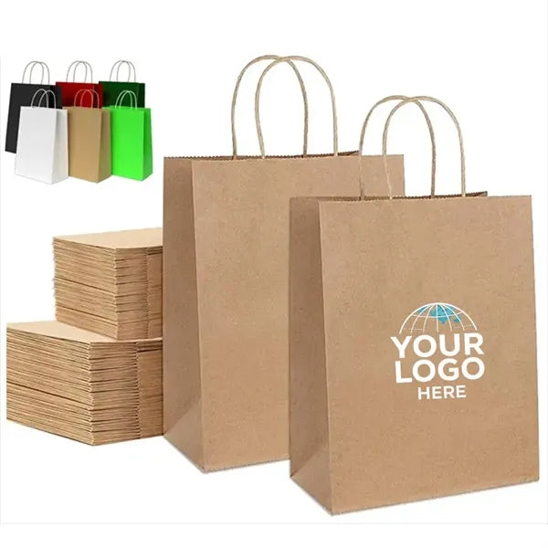 Kraft Brown Paper Shopping Party Gift Bags With Handles