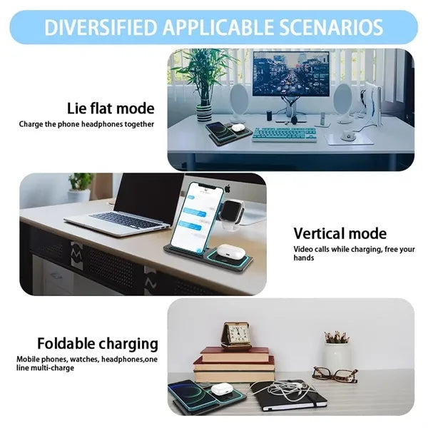 3 in 1 Foldable Wireless Charger Charging Station