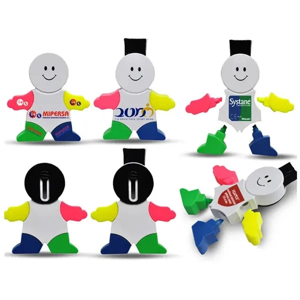 5 In 1 Smile Face Snowman Shape Highlighter Pen With Brush