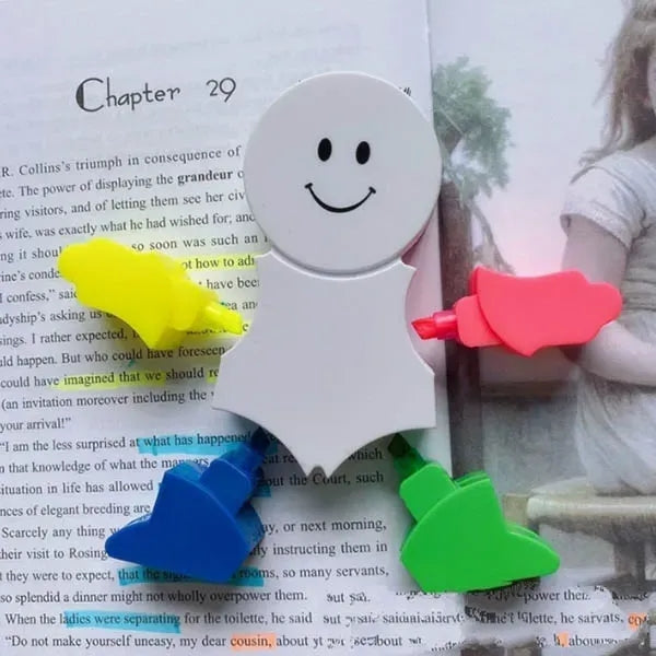 5 In 1 Smile Face Snowman Shape Highlighter Pen With Brush